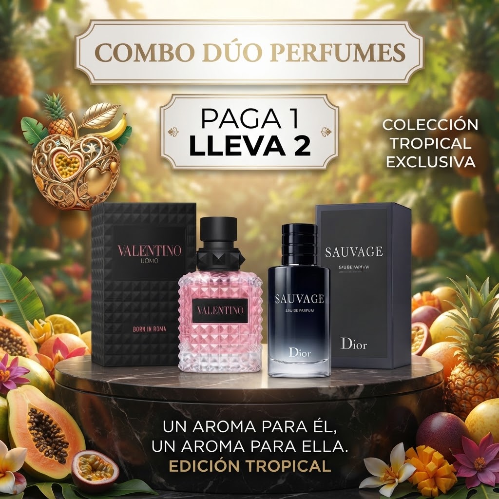 🔥 COMBO DÚO PERFUMES TROPICAL: VALENTINO + SAUVAGE (PAGA 1 LLEVA 2) 🔥