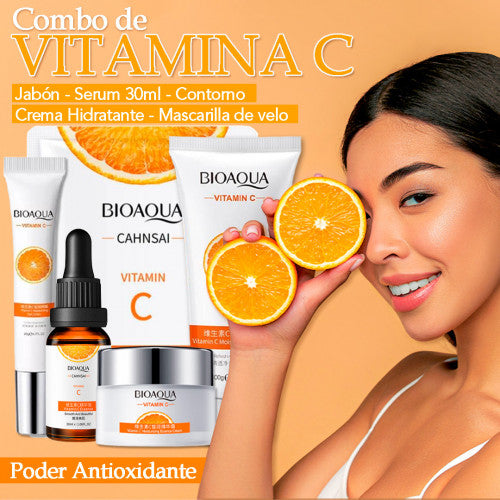 Combo Lifting Tropical: Dispositivo de Microcorriente + Set Bioaqua Vitamina C (Efecto Antiedad)