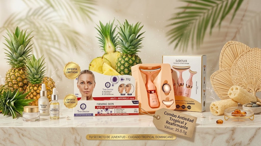 Combo Piña Refresh - Dispositivo Masajeador Facial 3 en 1 + Crema Antiarrugas