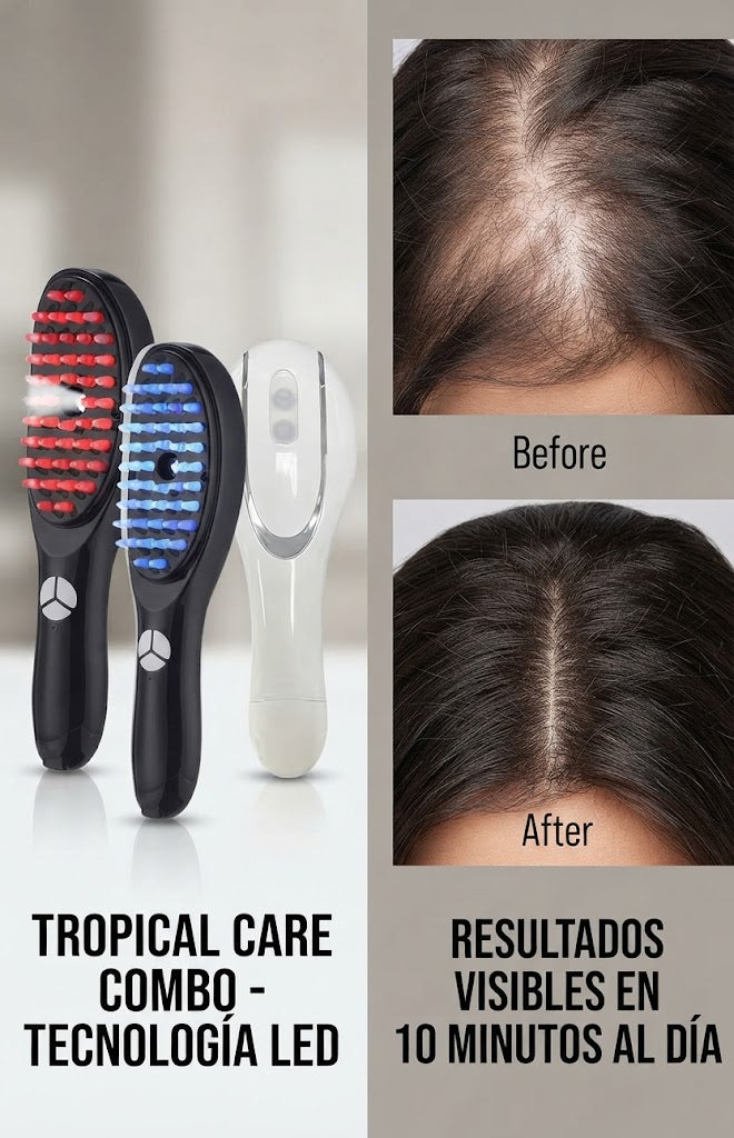 Combo Capilar & Maquillaje 4D: Cepillo Fototerapia LED + Kit Completo de Pestañina y Delineador