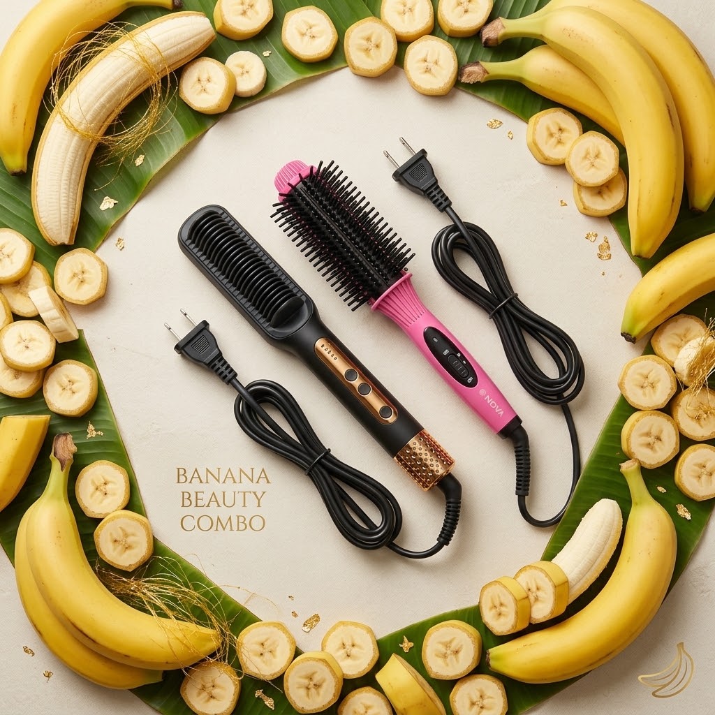 Combo Banana Glow - Cepillo Secador Alisador y Moldeador de Cabello