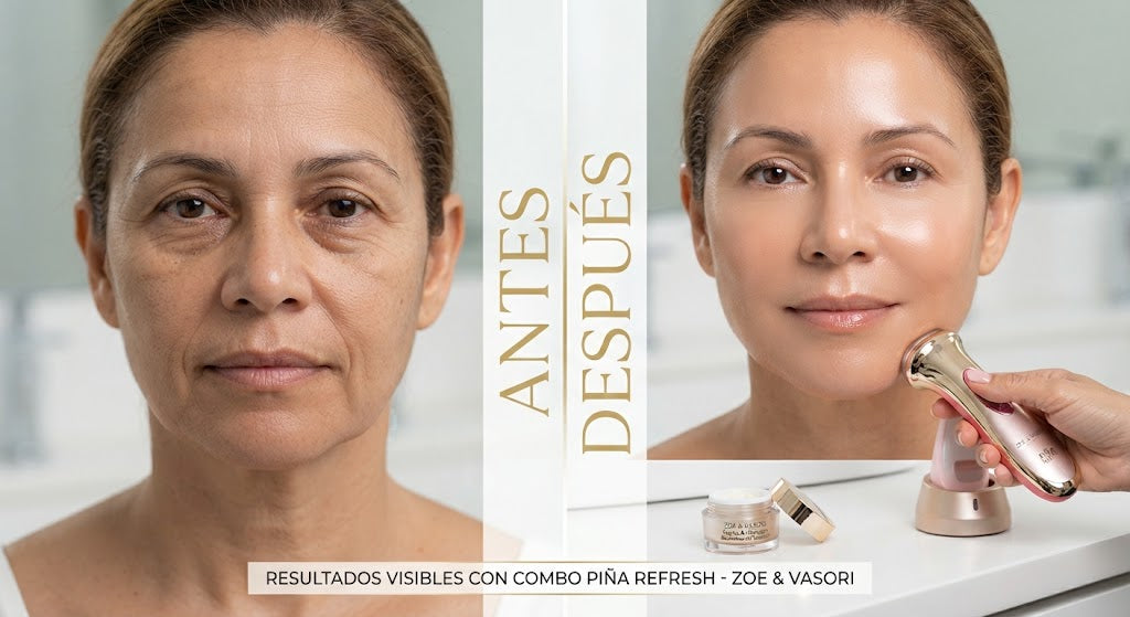Combo Piña Refresh - Dispositivo Masajeador Facial 3 en 1 + Crema Antiarrugas