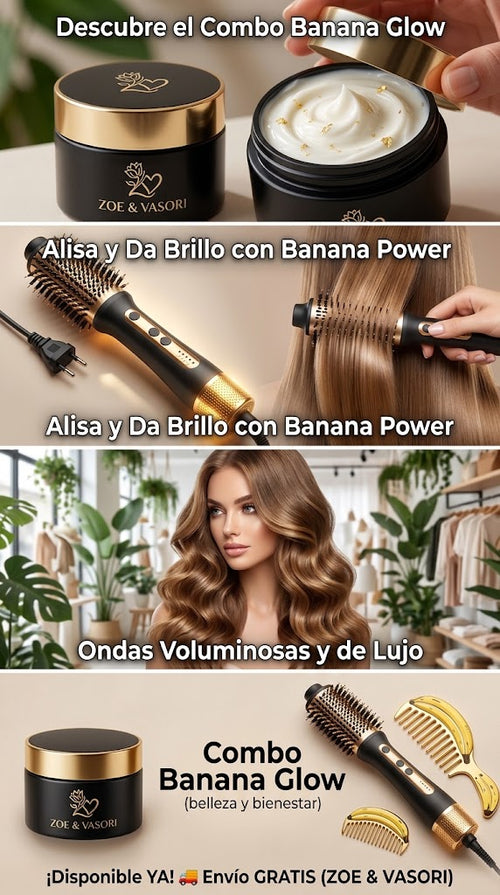 Combo Banana Glow - Cepillo Secador Alisador y Moldeador de Cabello