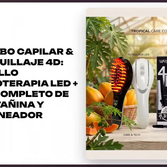 Combo Capilar &amp; Maquillaje 4D: Cepillo Fototerapia LED + Kit Completo de Pesta&ntilde;ina y Delineador by@Outfy